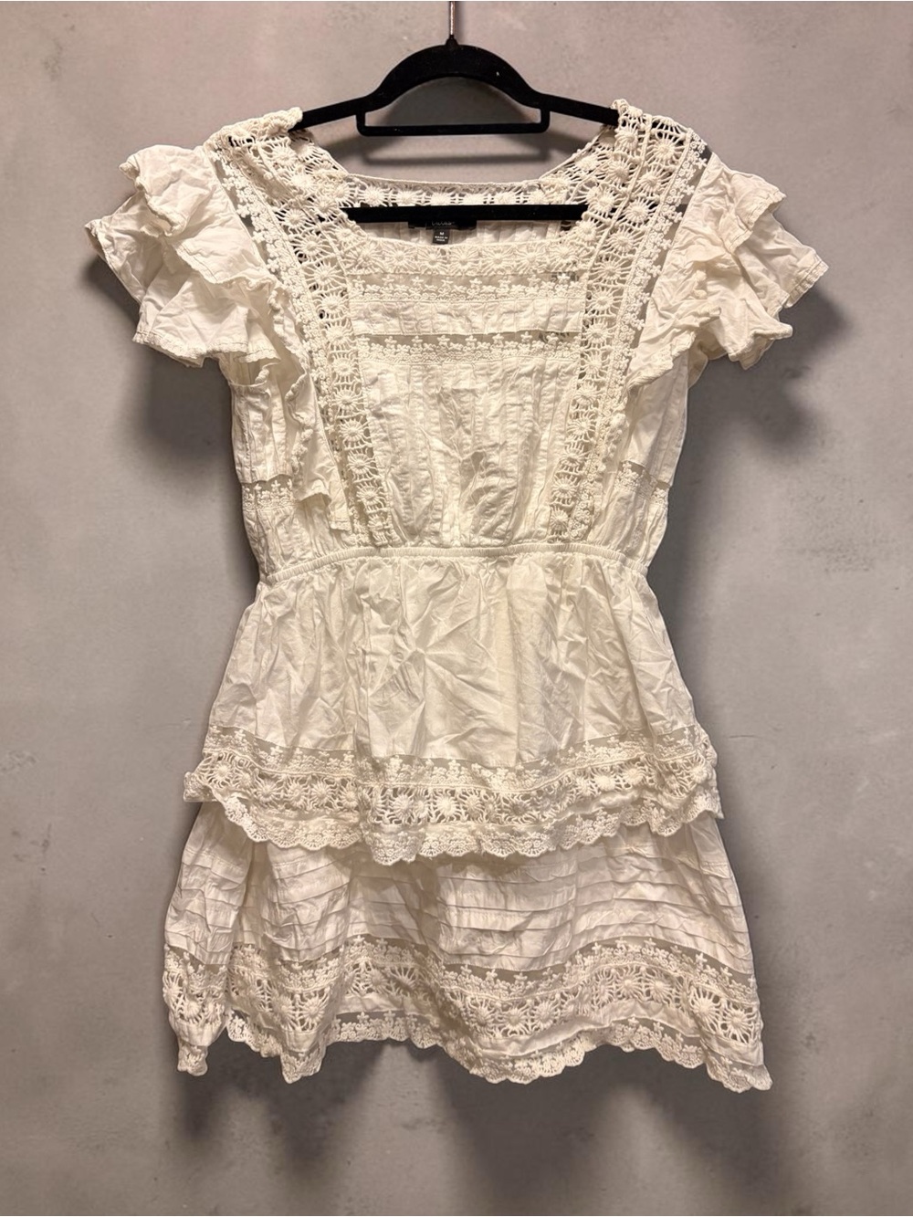 Lulu's White Lace Peplum Mini Dress